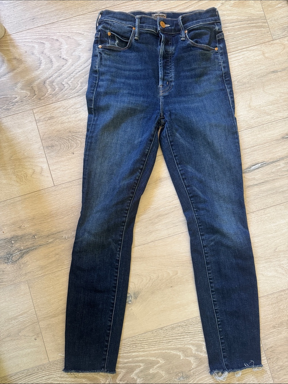 MOTHER Dark Blue High-Rise Skinny Jeans
